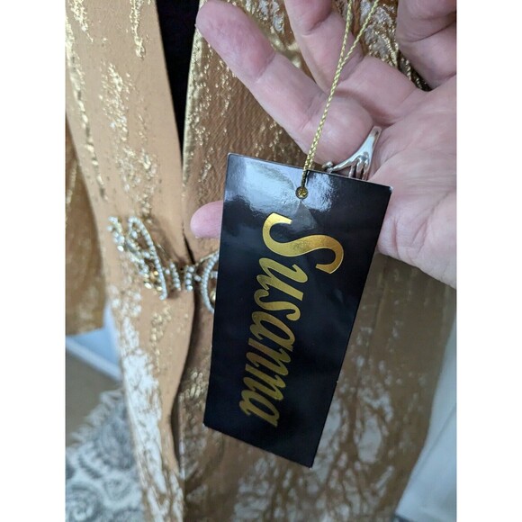 Susanna Women's sz 16 Elegant Duster Jacket Gold Swarovski Crystal Clasp New Tag - Picture 9 of 16